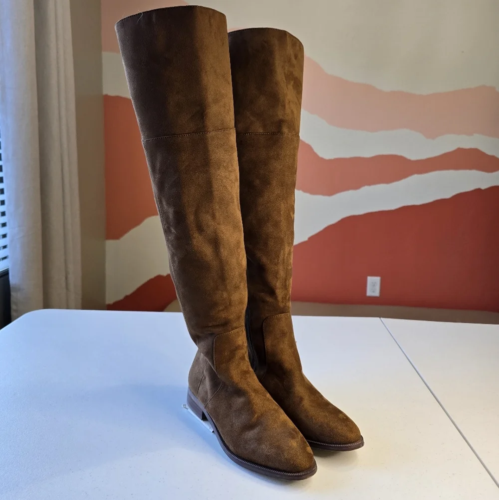 J. Crew Suede Over The Knee Ridding Boots Cognac Women's 8.5